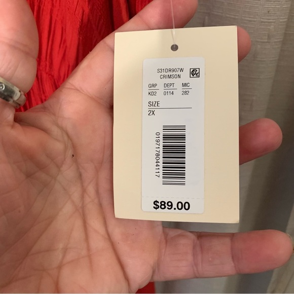 Nurture NWT Plus V Neck Crimson Tiered Maxi Dress Swiss Dot Size 2X Flowy Boho - Picture 7 of 10